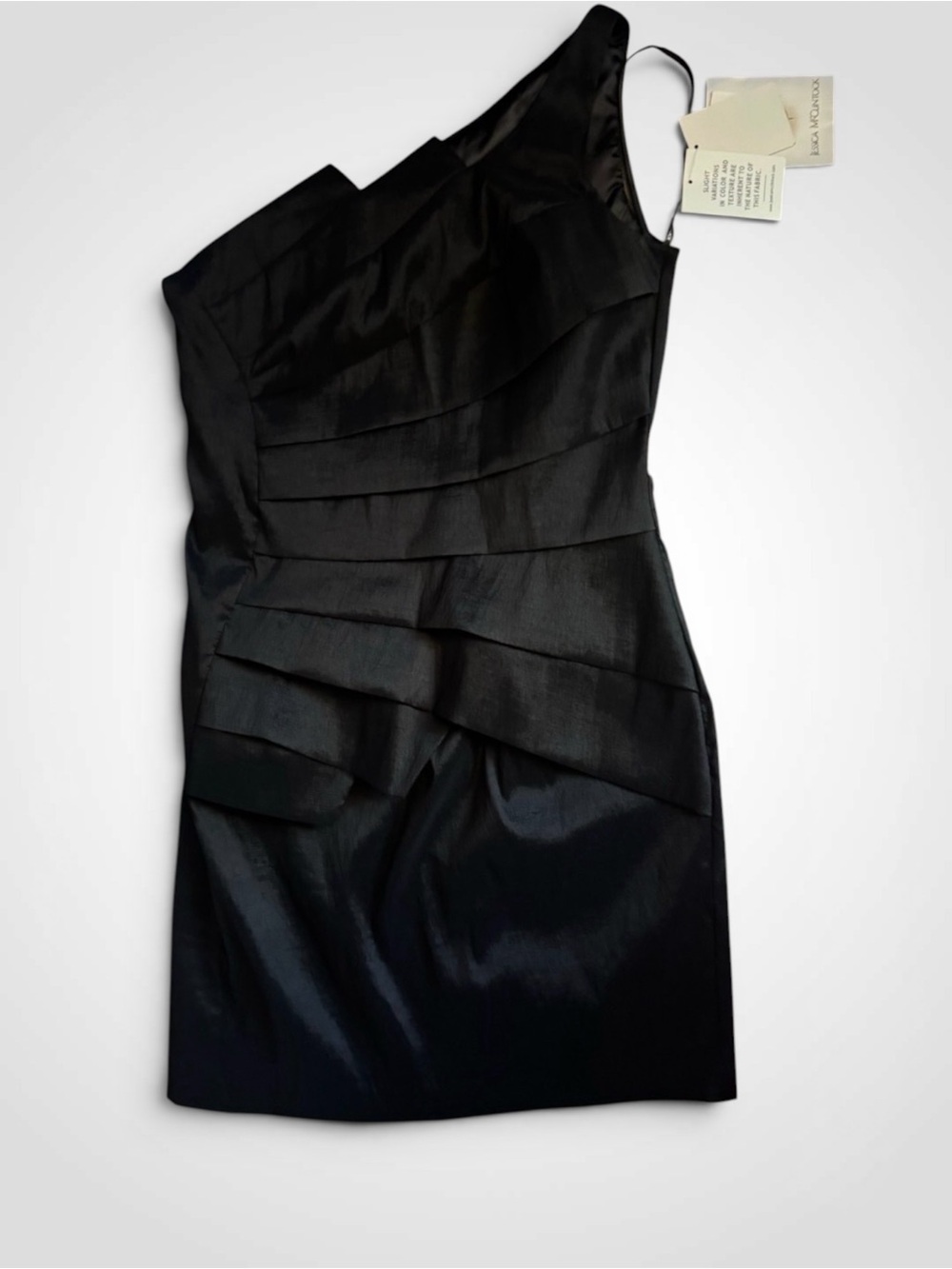 NWT Jessica McClintock One Shoulder Black Cocktail Dress Size 10 Y2K Wedding